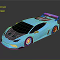 Blue Sports Car With Sleek Design Rear Spoiler Alloy Wheels And Shiny Finish