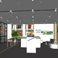 Modern Bank Interior Design With Reception Desk Green Plants And Seating Area