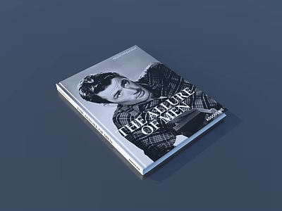 Literature Of Men Book Cover Featuring Black And White Man Photo On Gray Background 3d model