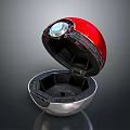 Open Red and Silver Spherical Device with Black Internal Structure and Circular Top Component 3d model