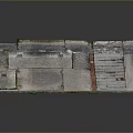 Detailed 3D Ground Structure Model With Gray Stone Slabs Red Lines And Green Grass Terrain