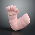 Man's Clenched Fist On Bent Arm Against Dark Smooth Reflective Background