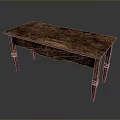 Vintage Wooden Table With Textured Surface And Elegant Carved Legs Design