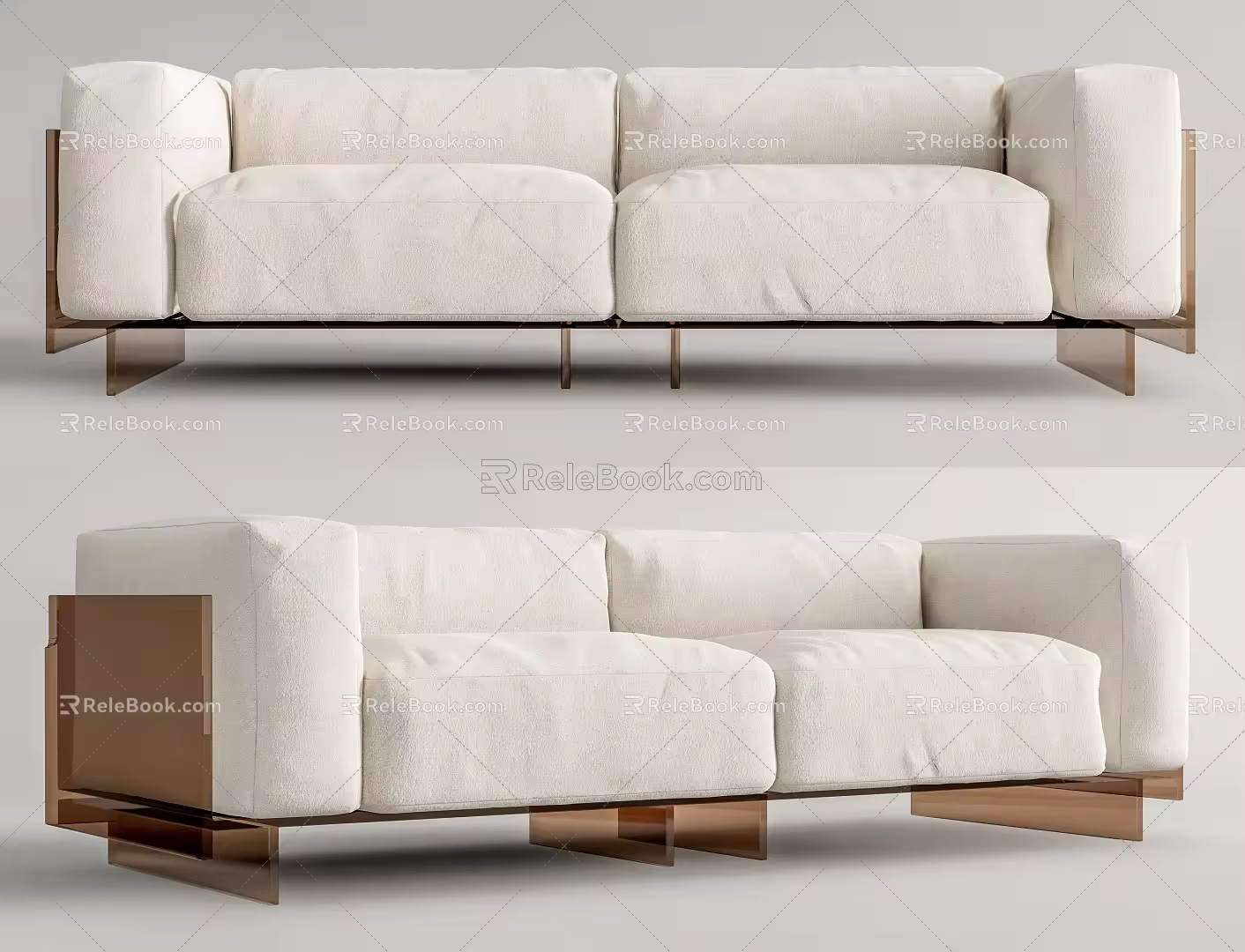 Modern Double Sofa Acrylic Double Sofa Multiplayer Sofa 3d model