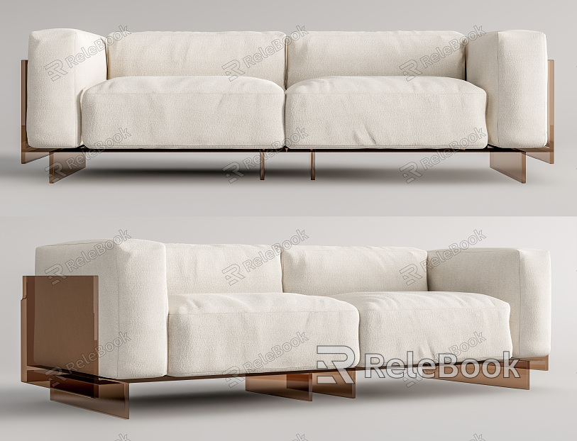 Modern Double Sofa Acrylic Double Sofa Multiplayer Sofa model