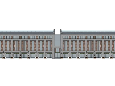 New Chinese Commercial Street Commercial Street Facade 3d model
