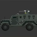 Green Armored Functional Vehicle With Military Equipment And Rugged Tires