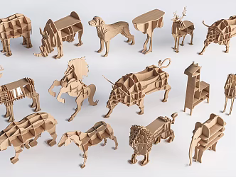 Animal Bookshelf Library Bookshelf Children's Bookshelf 3d model
