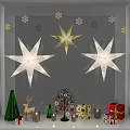 Christmas Decorative Ornaments Set With Snowflakes Star Hangings Deer Figurines And Gift Boxes