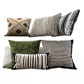 Stylish Decorative Throw Pillows With Geometric Patterns Striped Designs And Textured Fabrics 3d model