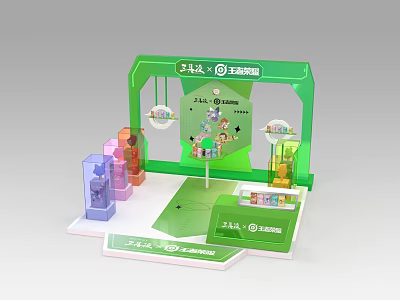 Modern Tobacco And Liquor Store Interior With Green Display Shelves And Colorful Product Racks 3d model