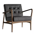 Elegant Modern Single Sofa With Tufted Beige Upholstery And Wooden Armrests Design