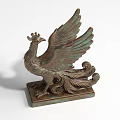 Classic Bronze Phoenix Landscape Sculpture With Spread Wings And Square Base