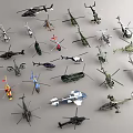 Multiple Colorful Helicopter Models of Various Types Arranged on Grey Background