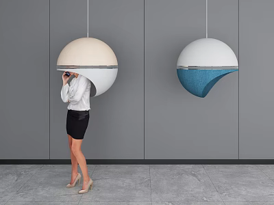 Public Facility Hemispherical Hanging Installation In Modern Public Space With Interactive Design 3d model
