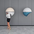 Public Facility Hemispherical Hanging Installation In Modern Public Space With Interactive Design 3d model