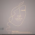 Neon Lamp Combination With Single Line Art Woman's Face Soft Yellow Light Modern Wall Decor
