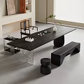 -Ji Feng Big Board Table Tea Table and Chair Combination Tea Table Tea Table Tea Room Tea Table 3d model