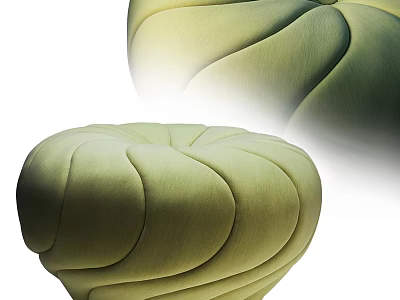 Light Green Velvet Ottoman With Pleated Design For Modern Living Space 3d model