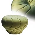 Light Green Velvet Ottoman With Pleated Design For Modern Living Space