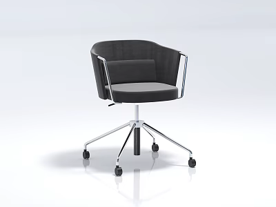 Modern Dark Velvet Office Chair With Chrome Armrests And Metal Base Wheels 3d model