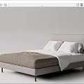 Modern Double Bed With Upholstered Headboard Comfy Mattress And Neutral Bedding 3d model