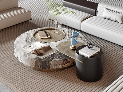Modern Coffee Table Living Room Coffee Table Marble Coffee Table Round Coffee Table 3d model