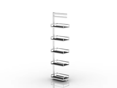Modern Multi Tier Metal Cabinets With Black Shelves And White Background 3d model