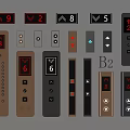 Elevator Control Panels With Various Button Designs Digital Displays And Numbers