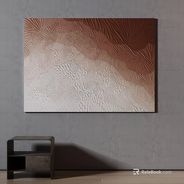 Abstract Wall Art With Brown Beige Gradient And Wavy Textures In Modern Style 3d model 