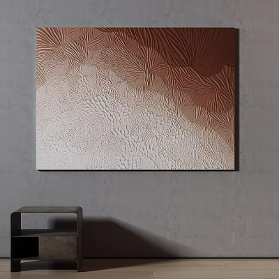 Abstract Wall Art With Brown Beige Gradient And Wavy Textures In Modern Style 3d model
