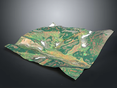 3D Terrain Model With Green Vegetation White Snowy Peaks And Natural Topographic Textures 3d model