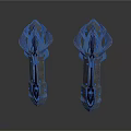 Ancient Ornate Weapon Featuring Symmetric Metal Design And Intricate Carvings