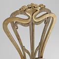 Elegant Wooden Dining Chair With Carved Backrest Gold Legs And Striped Cushion