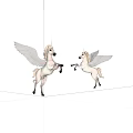 Two White Winged Unicorn Figurines in Standing Pose on Light Background