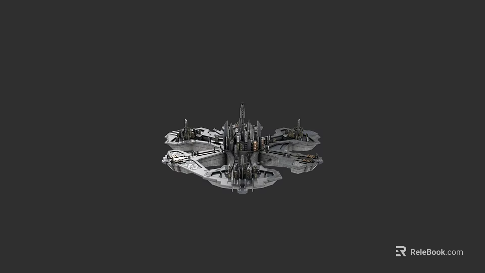 Futuristic Mechanical Ship Design With Complex Structure And Metallic Exterior 3d model 