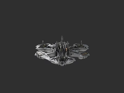 Futuristic Mechanical Ship Design With Complex Structure And Metallic Exterior 3d model