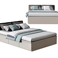 Modern Double Bed Design With Headboard Cushions And Bed Runner And Storage Drawers 3d model
