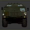 Green Military Vehicle With Multiple Wheels And Tactical Missile Launcher System