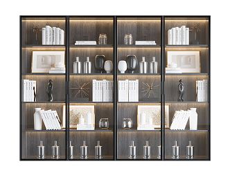 Modern Bookcase Glass Decorative Bookcase 3d model