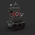 Military Weapon Small Tank Style With Tracks Cannon And Red Cross Symbol