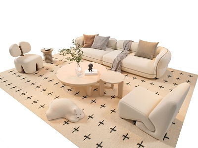 Modern Sofa Coffee Table Combination Sofa Carpet Coffee Table model