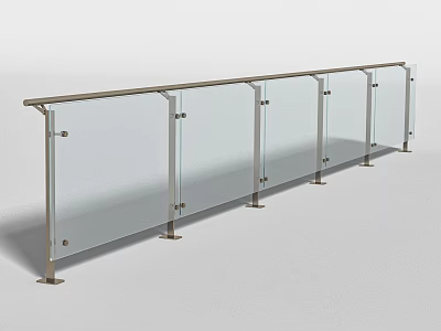 Modern Glass Panel Railing With Stainless Steel Frame And Sleek Contemporary Design 3d model