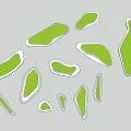 Tree Pits In Various Shapes With Green Planting Areas And White Borders
