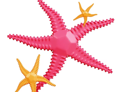 Colorful Pink and Yellow Starfish Aquatic Animals With Spiny Arms and Star Shape 3d model