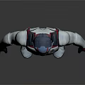 Modern Tech Inspired Superhero Character In White Red Black Armor With Blue Accent Helmet