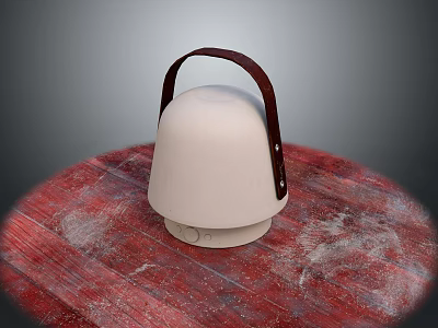 White Furniture Container With Brown Leather Handle On Red Wooden Surface 3d model