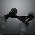 Four Wheeled Mechanical Base With Black Frame Large Tires And Metal Structure