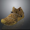 Brown And Yellow Casual Shoes With Hollow Out Design White Laces And Yellow Sole