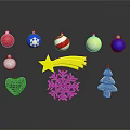 Colorful Christmas Ornaments Including Red Blue Silver Striped Gold Baubles Heart Star Snowflake Tree Decor